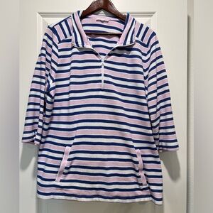 Talbots Pink, White, Blue Striped Lightweight Sweater 2X